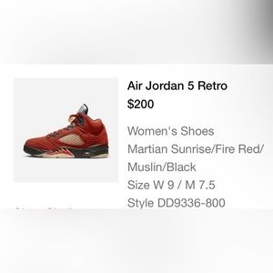 Jordan Air Retro 4 Martian Sunrise